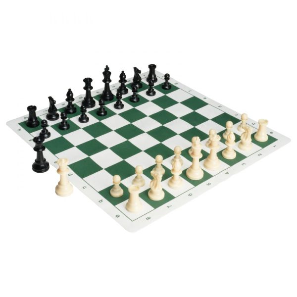 20 Inch Roll Up Chess Board Foldable Design Silicone Chess Set with Plastic Weighted Pieces Includes Storage Bag Perfect Gift for Adults Kids Families