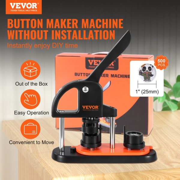 Button Maker Machine for 0.98 inch/25mm Buttons with 500pcs Parts, Ergonomic Punch Press Design for Kids’ DIY Gifts and Christmas Crafts - Image 2
