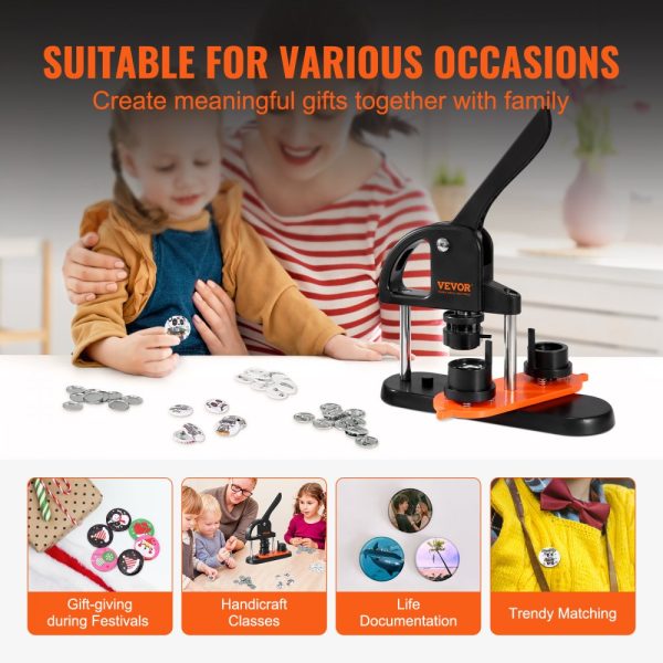 Button Maker Machine for 0.98 inch/25mm Buttons with 500pcs Parts, Ergonomic Punch Press Design for Kids’ DIY Gifts and Christmas Crafts - Image 4