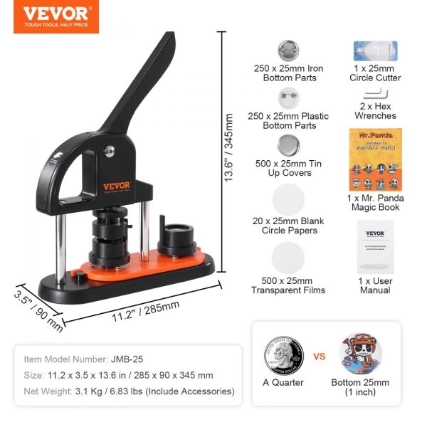 Button Maker Machine for 0.98 inch/25mm Buttons with 500pcs Parts, Ergonomic Punch Press Design for Kids’ DIY Gifts and Christmas Crafts - Image 7