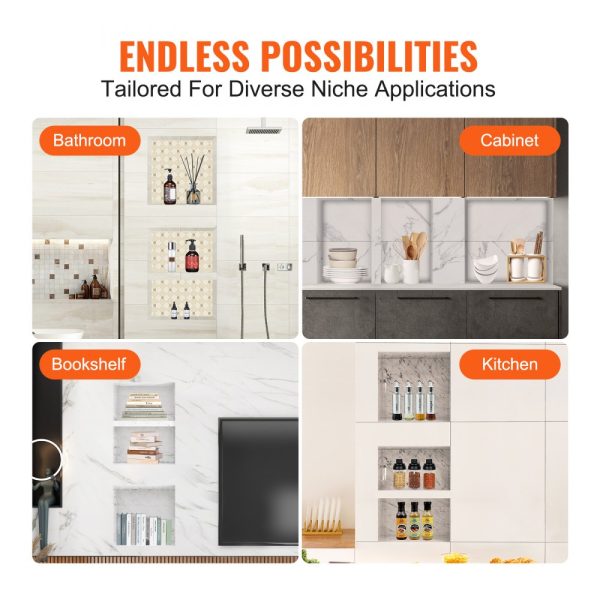 Shower Niche 16x16 & 16x20 Triple Shelf Wall Insert Recessed Organizer Sealed Protection Modern Soap Storage Black - Image 6