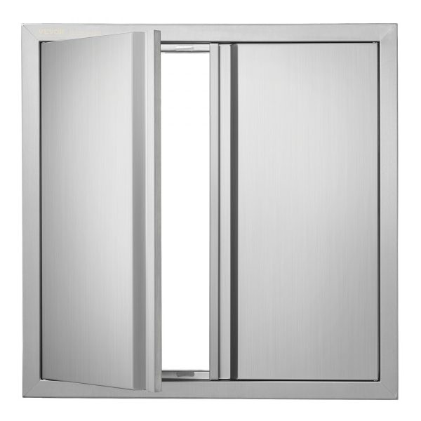 BBQ Access Door 24x24 Stainless Steel Flush Mount Wall Double Door with Recessed Handles for BBQ Island Grilling Cabinet