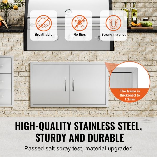 Stainless Steel 36x21 Double Wall Door Outdoor Kitchen Access Flush Mount Door with Handles for BBQ Island Cabinet - Image 3