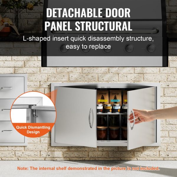 Stainless Steel 36x21 Double Wall Door Outdoor Kitchen Access Flush Mount Door with Handles for BBQ Island Cabinet - Image 4