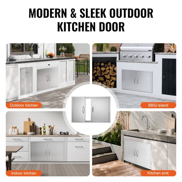 Stainless Steel 36x21 Double Wall Door Outdoor Kitchen Access Flush Mount Door with Handles for BBQ Island Cabinet - Image 6