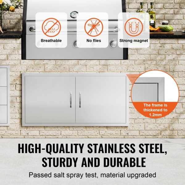 BBQ Access Door - 42W x 21H Double Door Stainless Steel Flush Mount for BBQ Island & Outdoor Kitchen Cabinets - Image 3