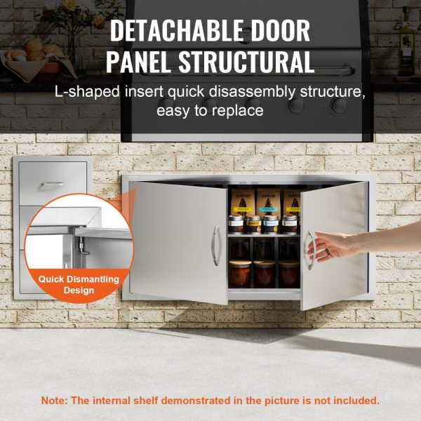 BBQ Access Door - 42W x 21H Double Door Stainless Steel Flush Mount for BBQ Island & Outdoor Kitchen Cabinets - Image 4