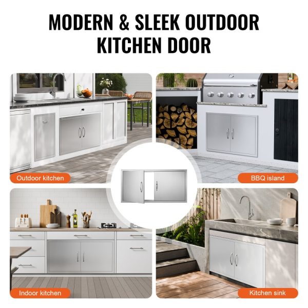 BBQ Access Door - 42W x 21H Double Door Stainless Steel Flush Mount for BBQ Island & Outdoor Kitchen Cabinets - Image 6