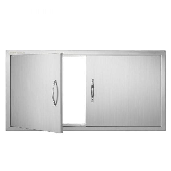 BBQ Access Door - 42W x 21H Double Door Stainless Steel Flush Mount for BBQ Island & Outdoor Kitchen Cabinets