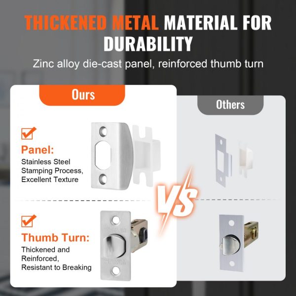 Heavy Duty Double Door Handle Set with Satin Nickel Lever - Square Design, Reversible Handle for Front or Office Door - Image 3