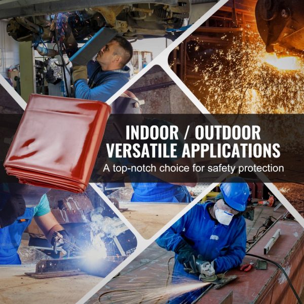 Welding Screen with Frame 6x8 3 Panel Flame-Resistant Vinyl 12 Swivel Wheels 6 Lockable Movable Professional Workshop Red - Image 6