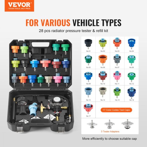 28 Pcs Radiator Pressure Tester Coolant Vacuum Purge Refill With Adapters - Image 2