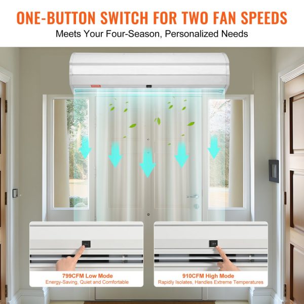 36 Commercial Air Curtain, Dual Speed 900 CFM Wall-Mounted Over Door Fan with Heavy Duty Limit Switch, 110V Unheated, Easy Installation - Image 4