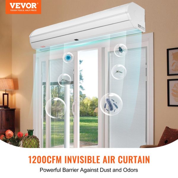 48 Commercial Indoor Air Curtain 2 Speeds 1200CFM Wall Mounted for Doors Heavy Duty Limit Switch Easy Install 110V Unheated - Image 2
