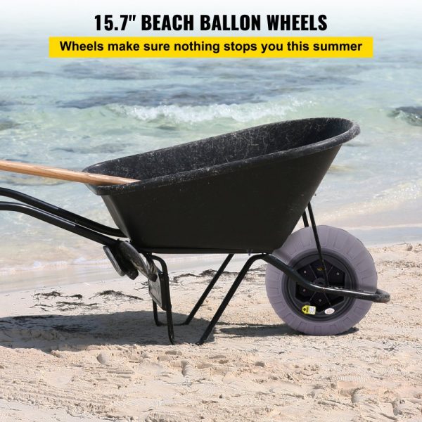 Beach Balloon Wheels 15.7 Replacement Sand Tire TPU Cart Tire for Kayak Canoe Buggy with Free Pump 2-Pack - Image 2