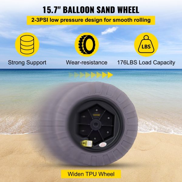 Beach Balloon Wheels 15.7 Replacement Sand Tire TPU Cart Tire for Kayak Canoe Buggy with Free Pump 2-Pack - Image 4