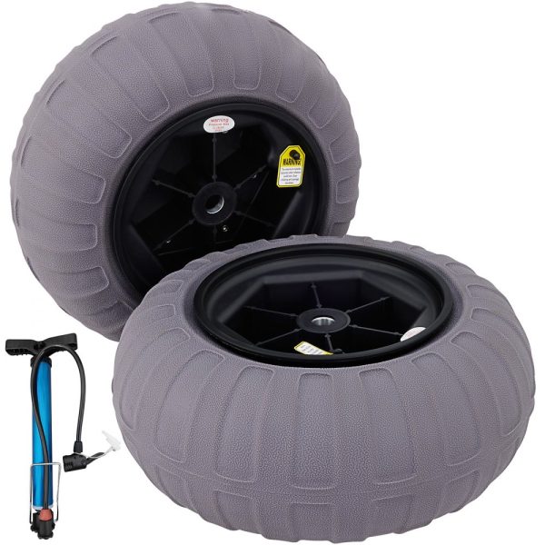 Beach Balloon Wheels 15.7 Replacement Sand Tire TPU Cart Tire for Kayak Canoe Buggy with Free Pump 2-Pack
