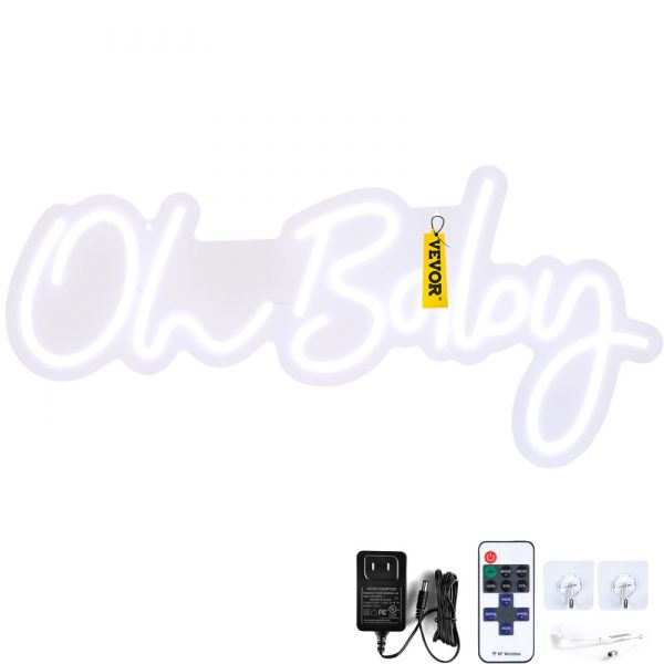 Neon Sign Wall Decor with Remote Control and Dimmable Switch for Baby Shower, Birthday Party, Wedding 23.5x12 White