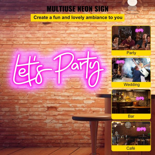 23 X 10 Pink Neon Wall Decor for Party Wedding Home Use with Adjustable Brightness Remote Control and Adapter - Image 2