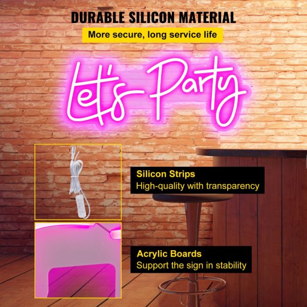 23 X 10 Pink Neon Wall Decor for Party Wedding Home Use with Adjustable Brightness Remote Control and Adapter - Image 4
