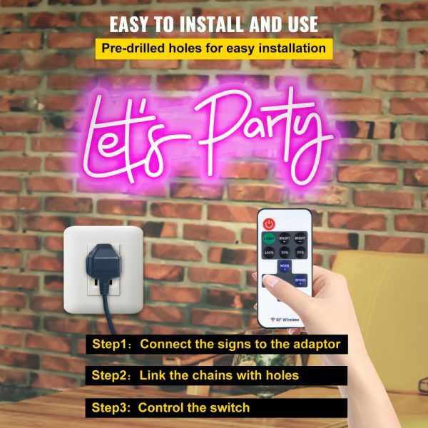 23 X 10 Pink Neon Wall Decor for Party Wedding Home Use with Adjustable Brightness Remote Control and Adapter - Image 5