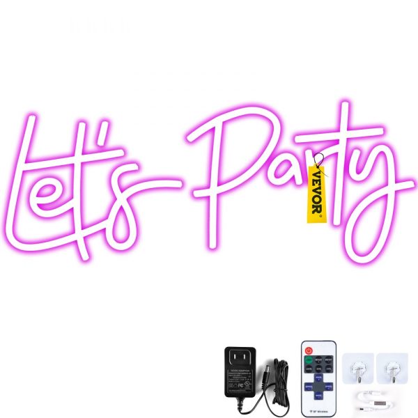 23 X 10 Pink Neon Wall Decor for Party Wedding Home Use with Adjustable Brightness Remote Control and Adapter