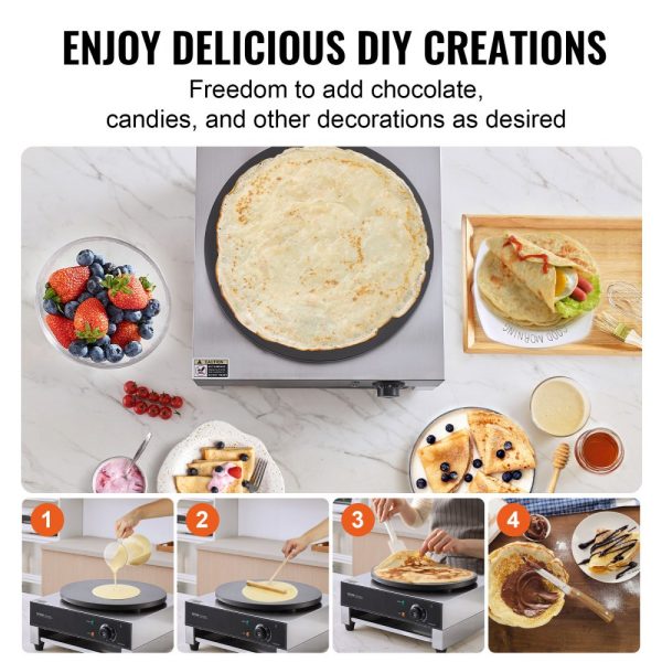 16-Inch Electric Crepe Maker Commercial Crepe Machine 1700W Non-stick - Image 6