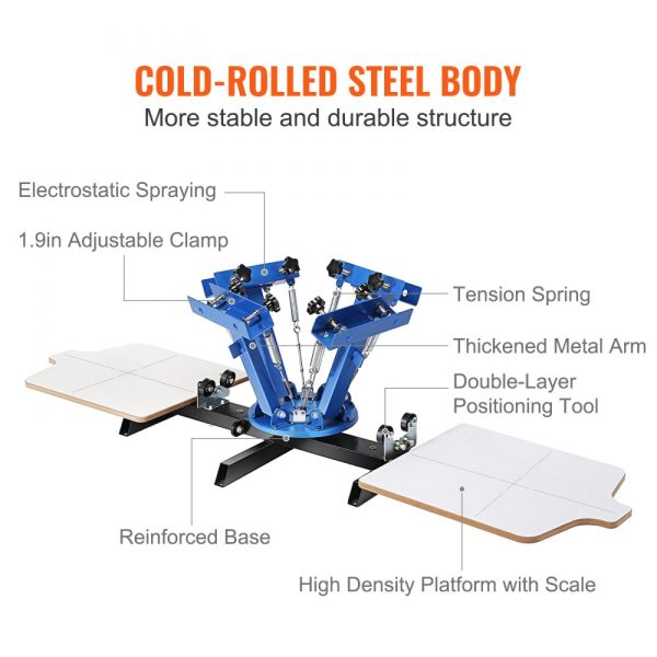 4-Color 2-Station Screen Printing Machine with 360-Degree Rotating Design 21.2x17.7in 54x45cm Dual-Layer Positioning Pallet for DIY T-Shirt Printing - Image 5