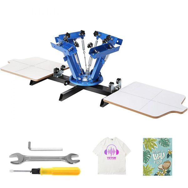 4-Color 2-Station Screen Printing Machine with 360-Degree Rotating Design 21.2x17.7in 54x45cm Dual-Layer Positioning Pallet for DIY T-Shirt Printing