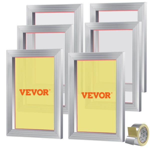 6 Piece Aluminum Screen Printing Frames Kit with 10x14 Inch Frames 156 Mesh Count High Tension Nylon Mesh Sealing Tape for T-Shirt DIY Printing