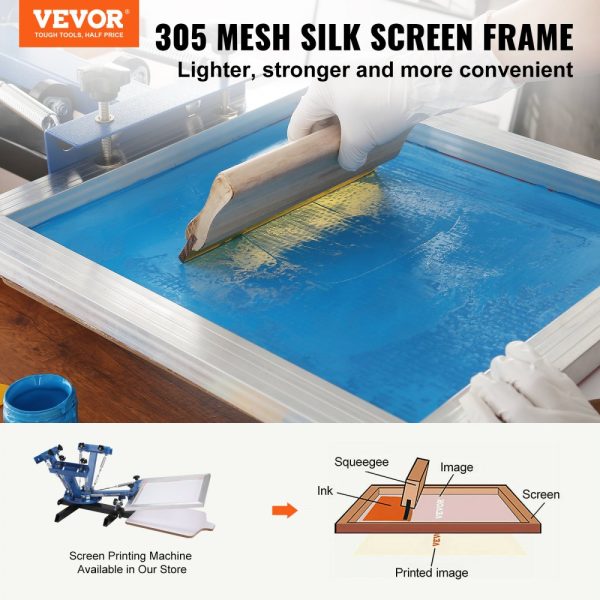6 Piece Aluminum Screen Printing Frames Kit 20x24 Inch 305 Mesh Count Nylon Screen with Sealing Tape for T-Shirt DIY Printing - Image 2