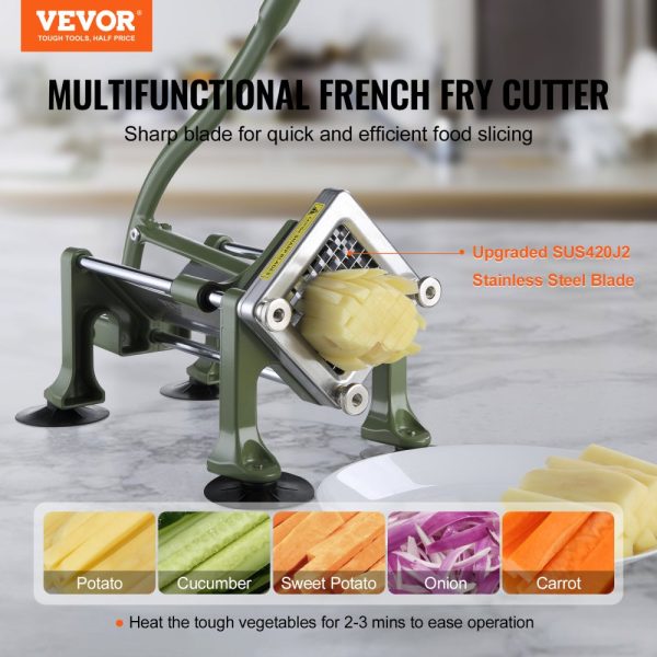 French Fry Cutter Stainless Steel Potato Vegetable Slicer Chopper 3 Blades - Image 2