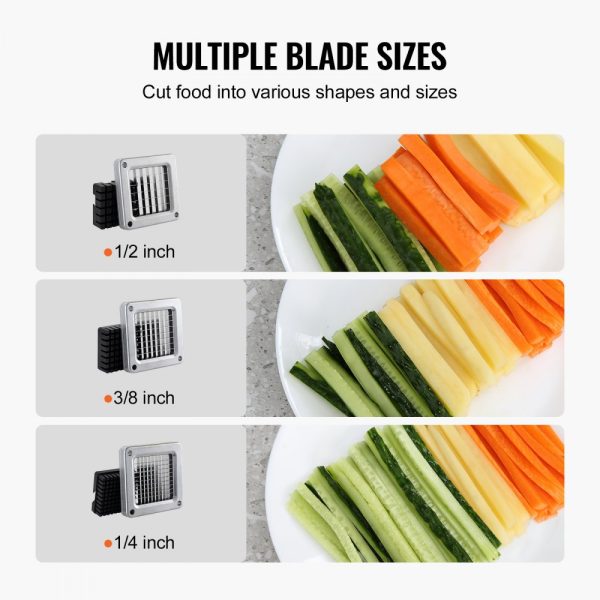 French Fry Cutter Stainless Steel Potato Vegetable Slicer Chopper 3 Blades - Image 3