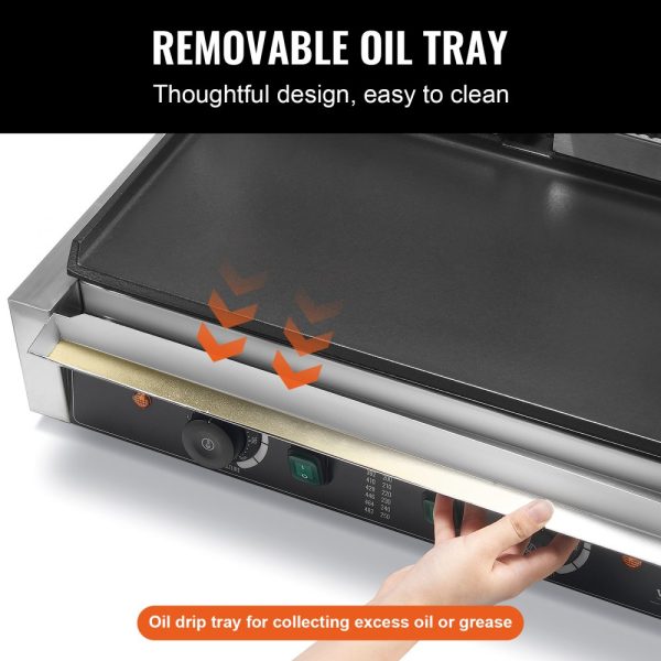 Commercial Panini Press Grill Electric Sandwich Maker Griddle Plate 19"x9" - Image 4