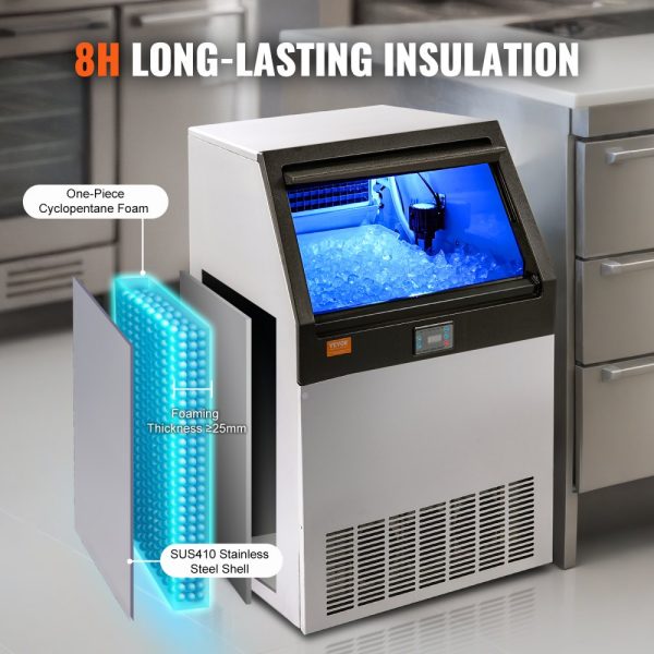 Commercial Ice Maker 160lbs 24Hr 80 Ice Cubes 12-15 Mins Freestanding Cabinet 66lbs Storage LED Digital Display Bars Homes Offices Restaurants - Image 5