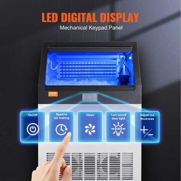 Commercial Ice Maker 200 lbs 24 Hours 90 Ice Cubes 12 15 Minutes 66 lbs Storage LED Digital Display for Bars Homes Offices Restaurants - Image 3