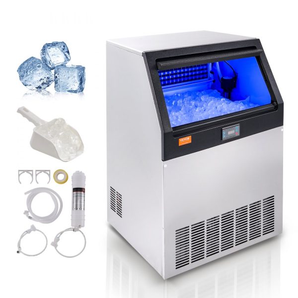 Commercial Ice Maker 200 lbs 24 Hours 90 Ice Cubes 12 15 Minutes 66 lbs Storage LED Digital Display for Bars Homes Offices Restaurants