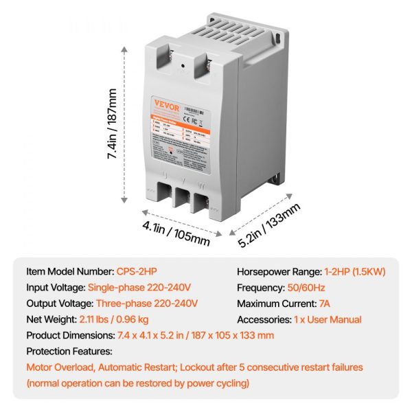 3 Phase Converter 2HP 7A 220V Single to 3 Phase 220V-240V Input/Output - Image 7
