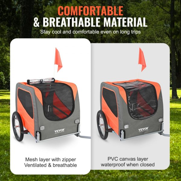 Dog Bike Trailer, 66 lbs Capacity, Foldable Frame with Quick Release Wheels, Universal Coupler, Reflectors, Collapsible Storage - Image 4