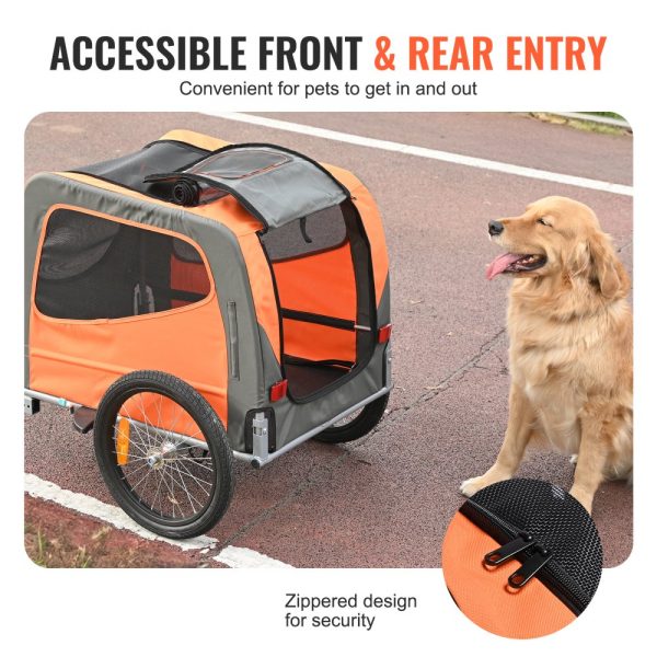 Dog Bike Trailer, 66 lbs Capacity, Foldable Frame with Quick Release Wheels, Universal Coupler, Reflectors, Collapsible Storage - Image 5