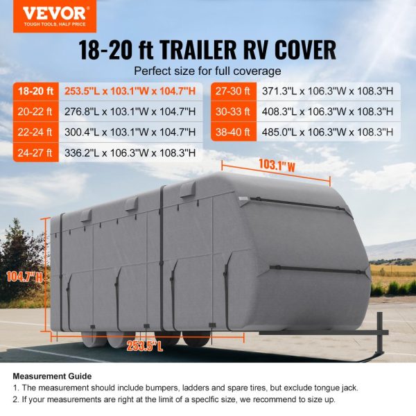 Trailer Travel RV Cover 18-20 ft Class A Camper Cover Non-Woven Fabric - Image 2