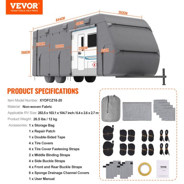 Trailer Travel RV Cover 18-20 ft Class A Camper Cover Non-Woven Fabric - Image 7
