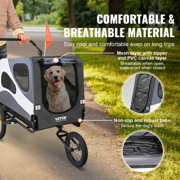 Dog Bike Trailer for Pets, 100 lbs Capacity, 2-in-1 Pet Stroller & Bicycle Carrier with Easy Fold Design, Quick Release Wheels, Universal Coupler, Reflectors, Flag, Black/Gray - Image 4