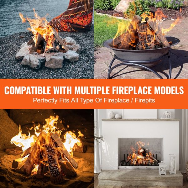 10-Piece Large Ceramic Gas Fireplace Logs Realistic Decorative Fire Logs Stackable Heat-Resistant for Indoor & Outdoor Firebowls - Image 3