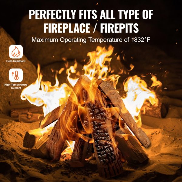 10-Piece Large Ceramic Gas Fireplace Logs Realistic Decorative Fire Logs Stackable Heat-Resistant for Indoor & Outdoor Firebowls - Image 4
