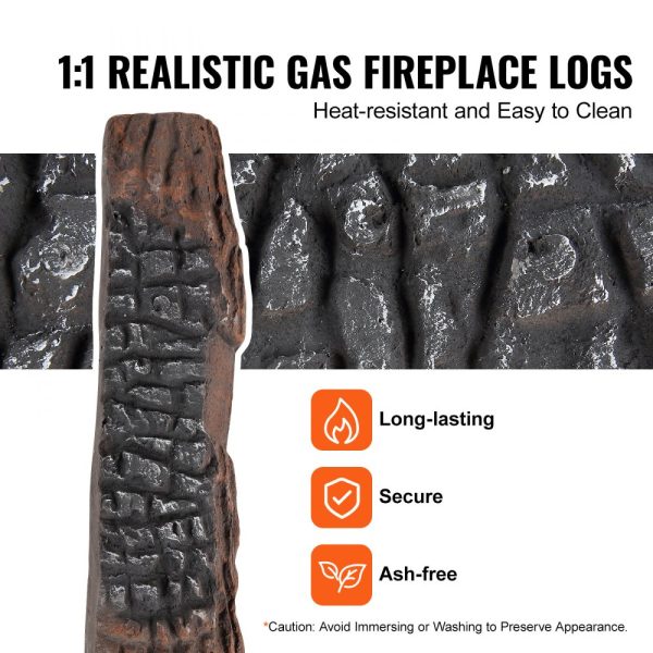 10-Piece Large Ceramic Gas Fireplace Logs Realistic Decorative Fire Logs Stackable Heat-Resistant for Indoor & Outdoor Firebowls - Image 5