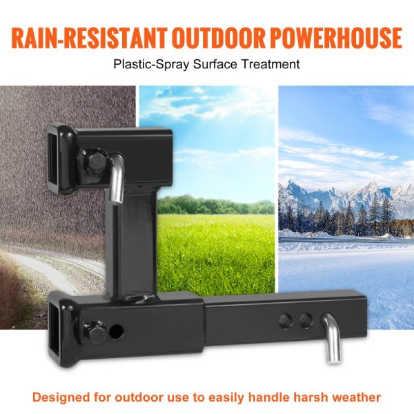 2-Inch Trailer Hitch Receiver Hitch Adapter Extender with 10-Inch Adjustable Length 7.5 Rise/Drop 4000 lbs Towing Capacity Hitch Pins Bolt Nut Kit Black - Image 3