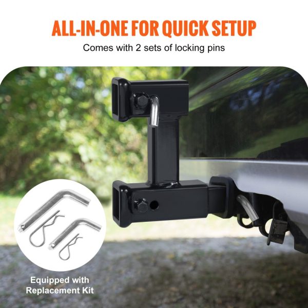 2-Inch Trailer Hitch Receiver Hitch Adapter Extender with 10-Inch Adjustable Length 7.5 Rise/Drop 4000 lbs Towing Capacity Hitch Pins Bolt Nut Kit Black - Image 5