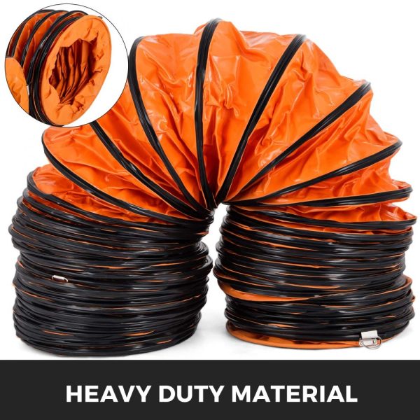 25ft Ducting Hose, PVC Flexible Duct Hosing with S Hook & Steel Support for 8inch Utility Blower - Image 2