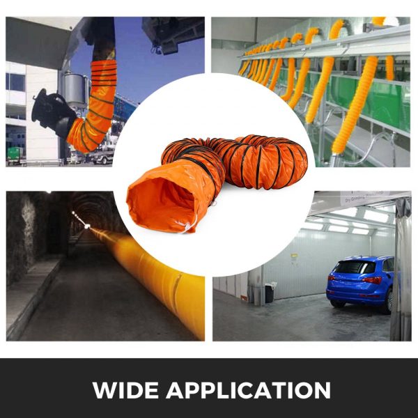 25ft Ducting Hose, PVC Flexible Duct Hosing with S Hook & Steel Support for 8inch Utility Blower - Image 7